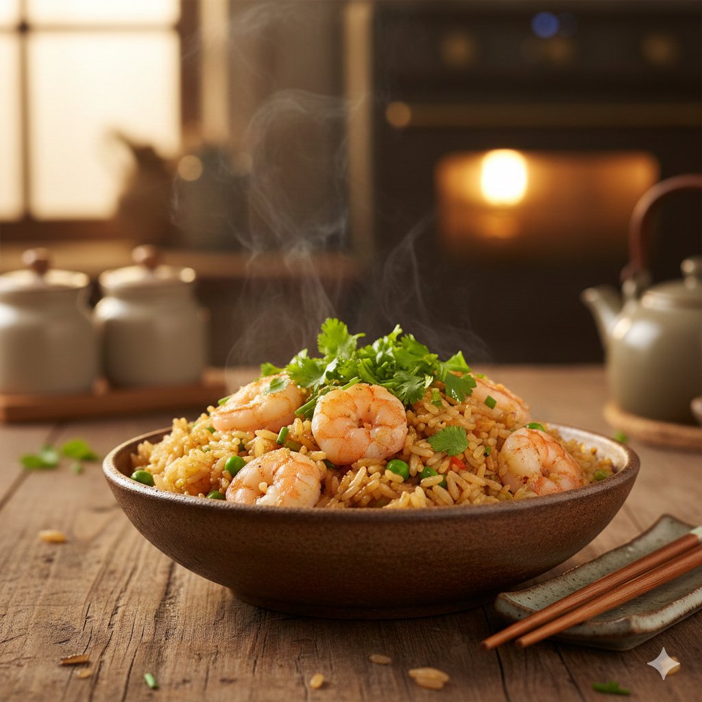 Riz cantonnais aux crevettes